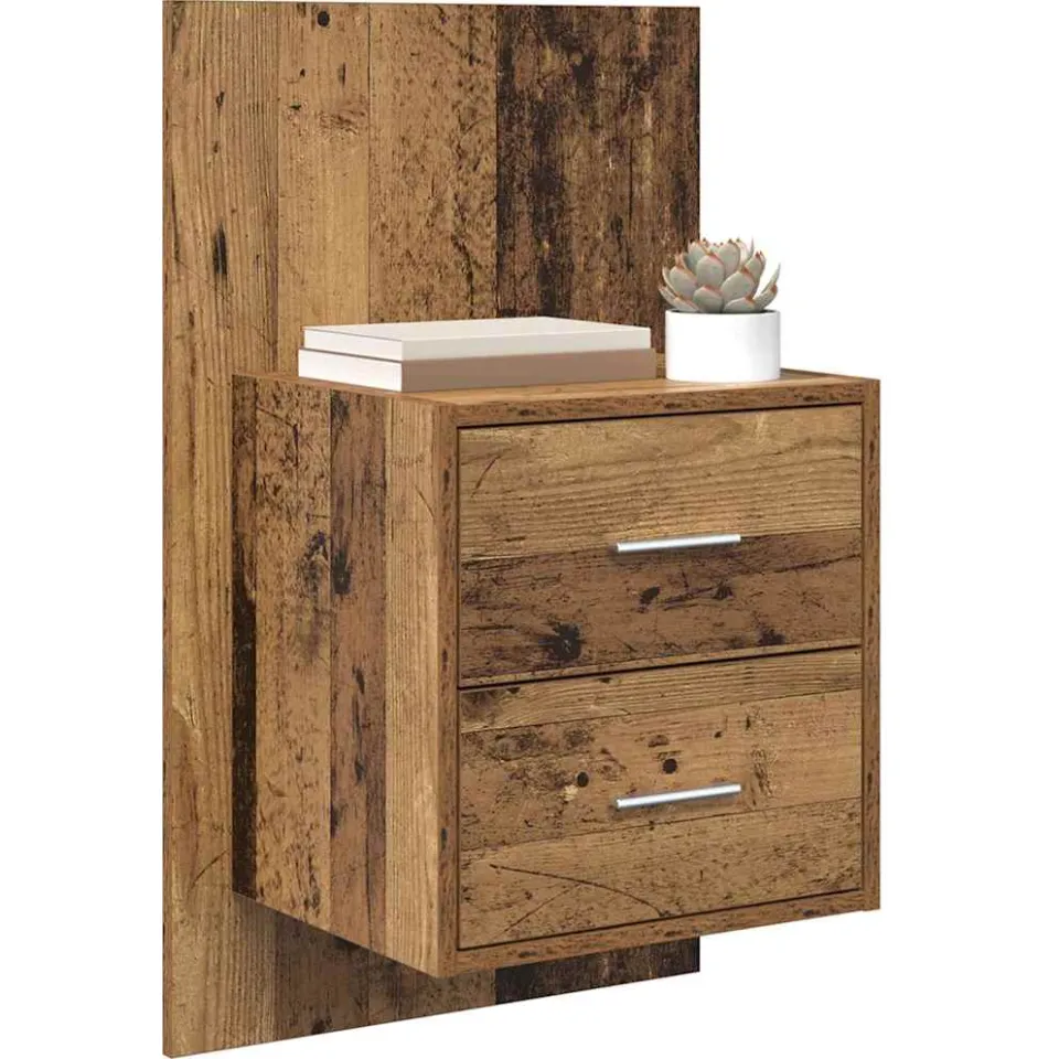 vidaXL Wandkastje 2 st Oud Hout 48,5 x 32,5 x 80 cm Bewerkt hout Bruin