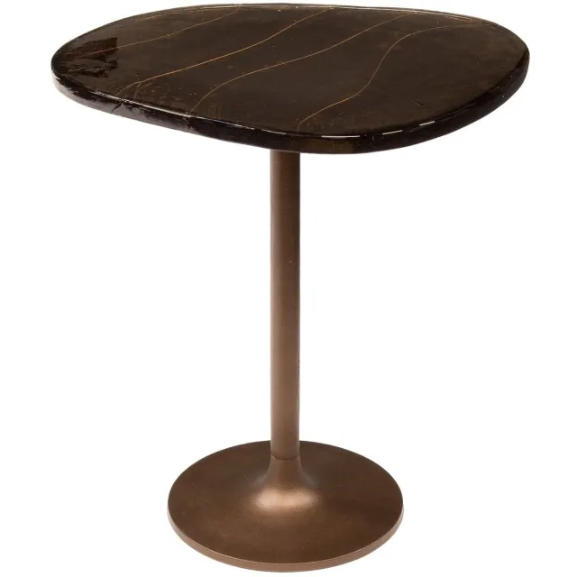 Industrieel In Huis Luxe Bijzettafel Koper (50x42x55 cm) - Bijzettafetljes Woonkamer - Industriële Sidetable - Decoratie Salontafel - Antieke Ronde Tafelset - Salon Tafel Industrieel & Landelijk - Koffietafel