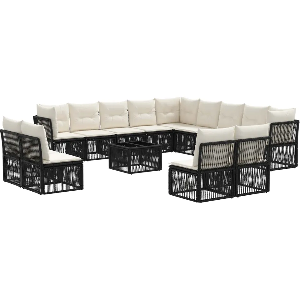 vidaXL Tuinbankenset 14 st Zwart poly rattan, foto 3