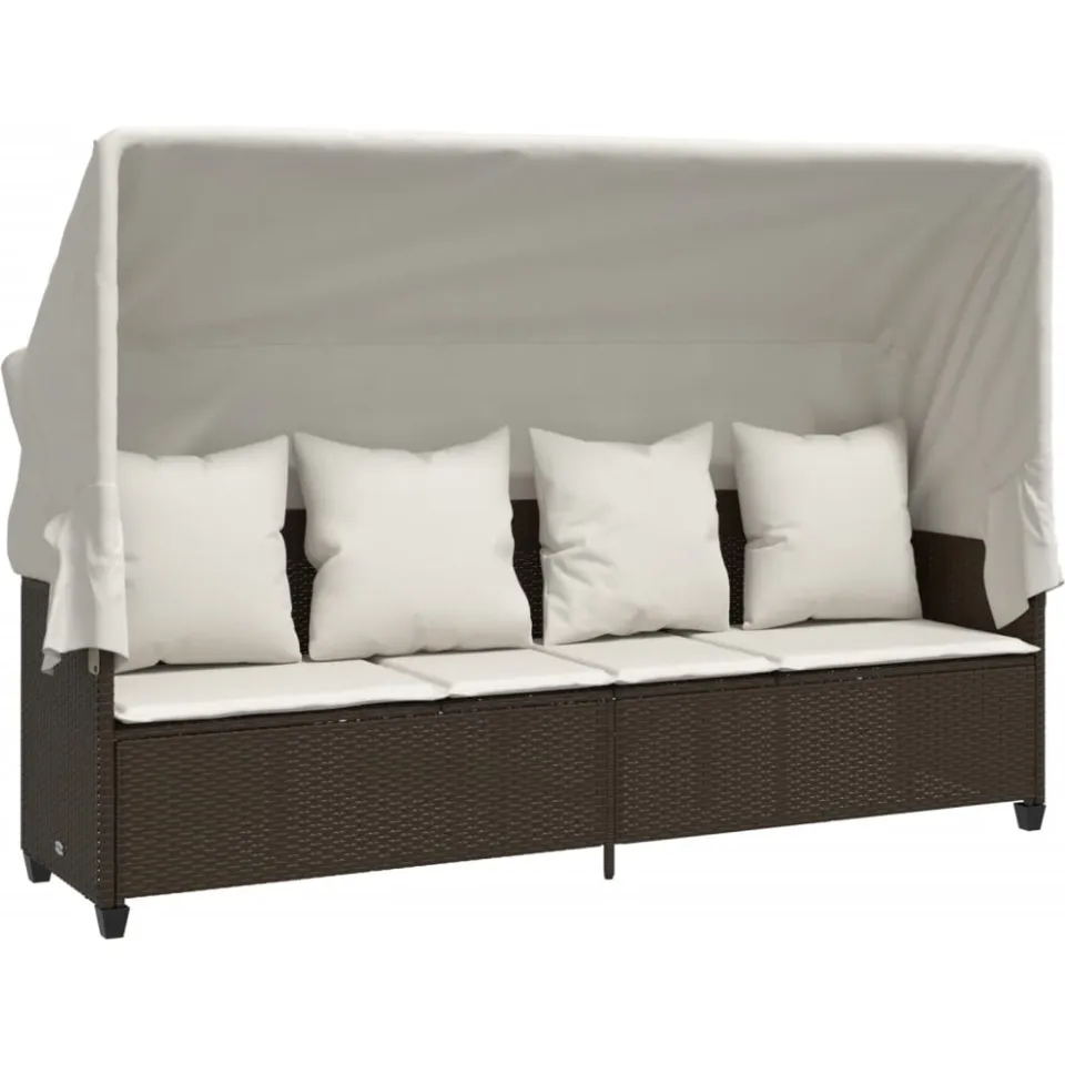 vidaXL 5-delige Loungeset met kussens poly rattan bruin