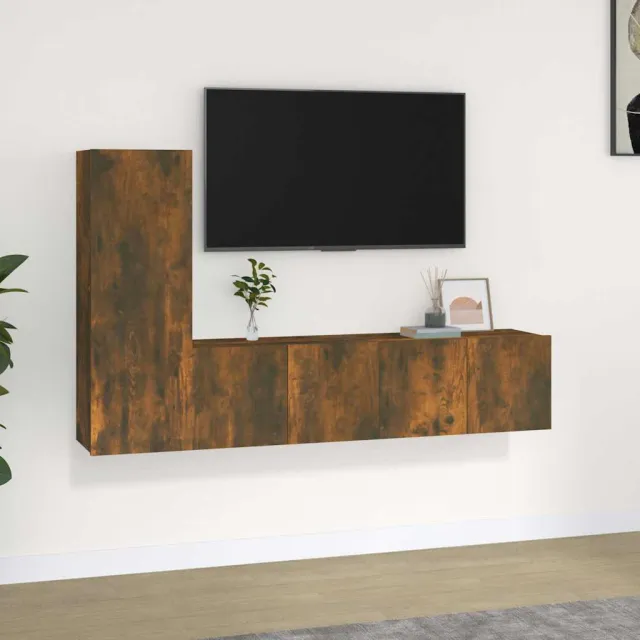 vidaXL 3-delige Tv-meubelset bewerkt hout gerookt eikenkleurig Bruin