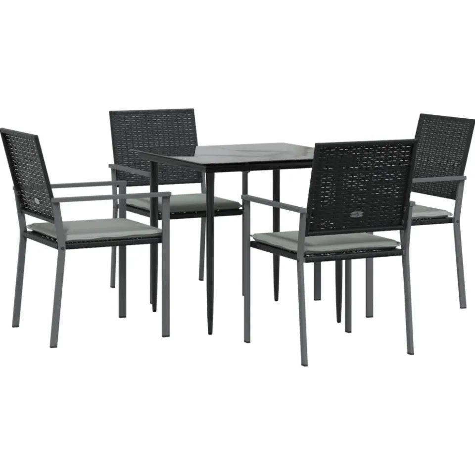 vidaXL 5-delige Tuinset met kussens poly rattan en staal, foto 3