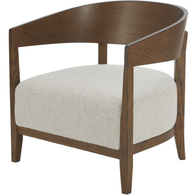 Sleepking Fauteuil / Eetkamerstoel / Accent Stoel Woody - 100% linnen - Zandkleur - Houten Frame Grijs