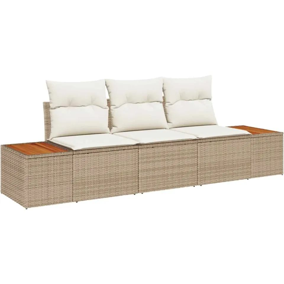 vidaXL Tuin Sofa Set 3 st Beige poly rattan