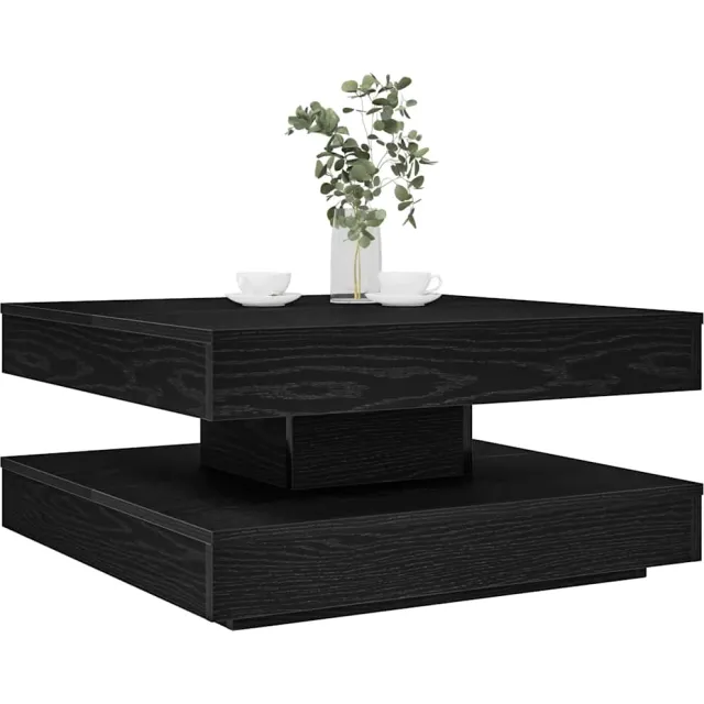 vidaXL Salontafel 360 graden draaibaar 70x70x34,5 cm zwart