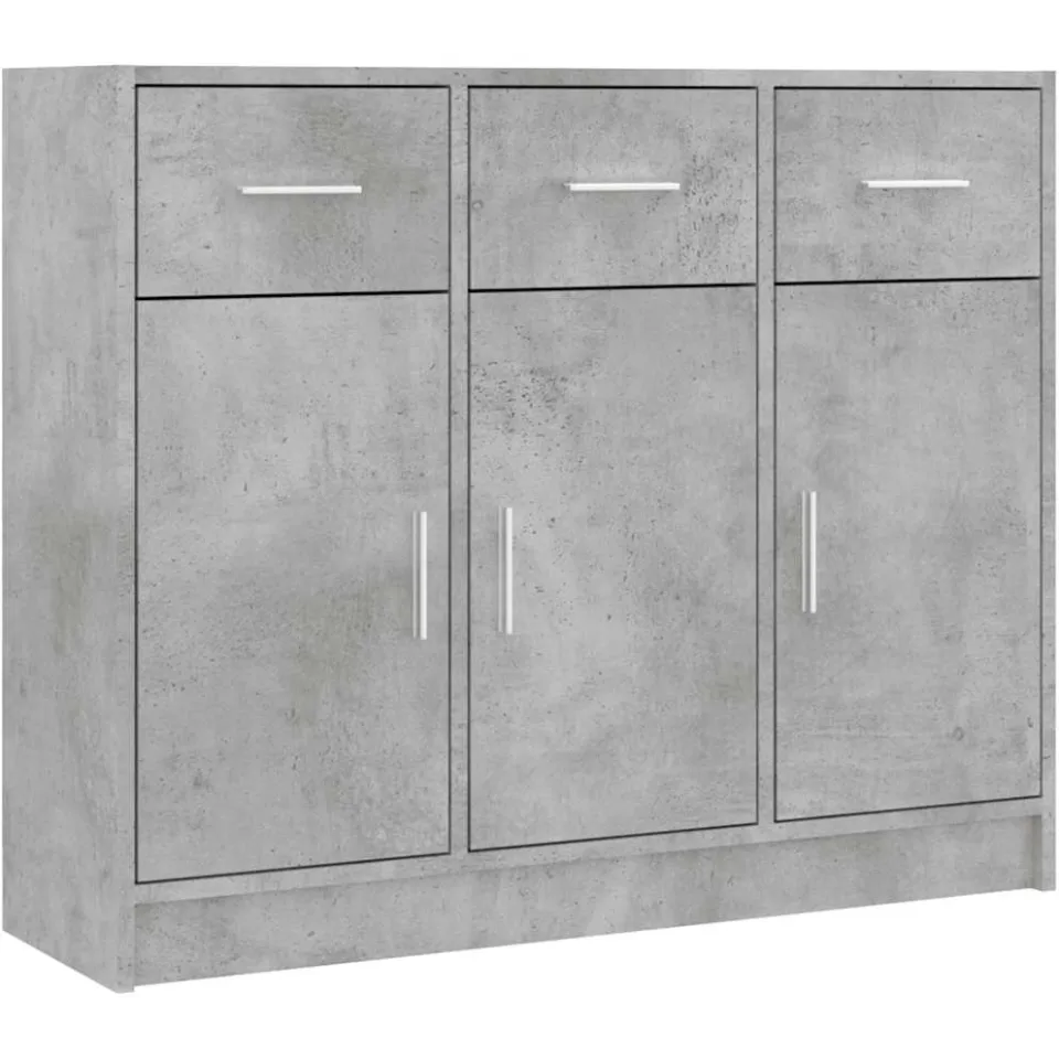vidaXL Dressoir 91x28x75 cm bewerkt hout betongrijs grijs, foto 3