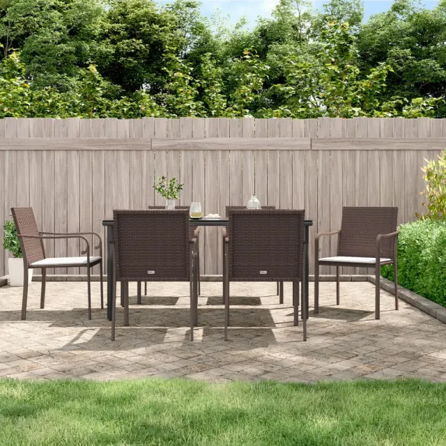vidaXL 7-delige Tuinset met kussens poly rattan en staal, foto 2