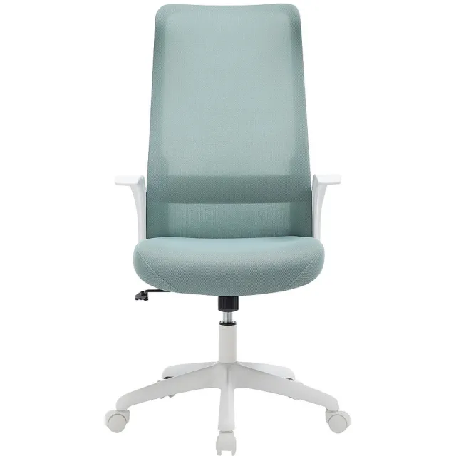 Vente-unique Bureaustoel - Stof - Blauw en wit - Verstelbare hoogte - LATYRA Blauw, Wit