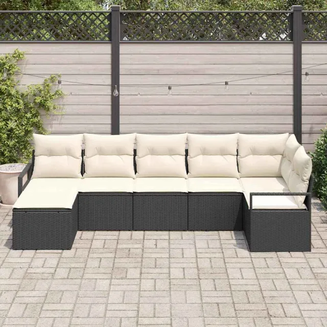 vidaXL Bankstel 7 st Zwart poly rattan, foto 2
