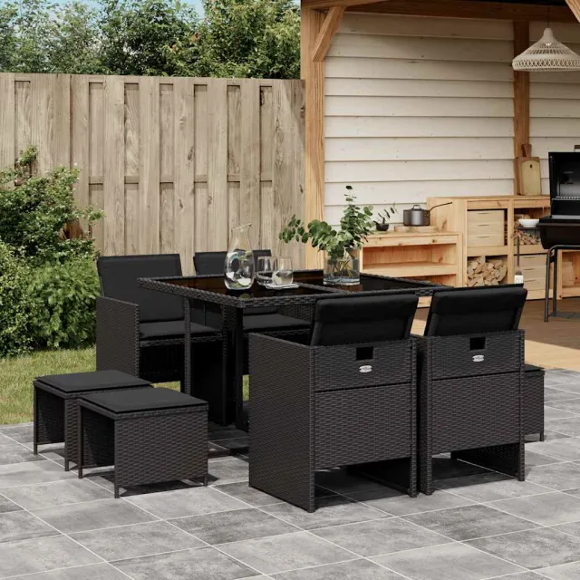 vidaXL 9-delige Tuinset poly rattan zwart, foto 2