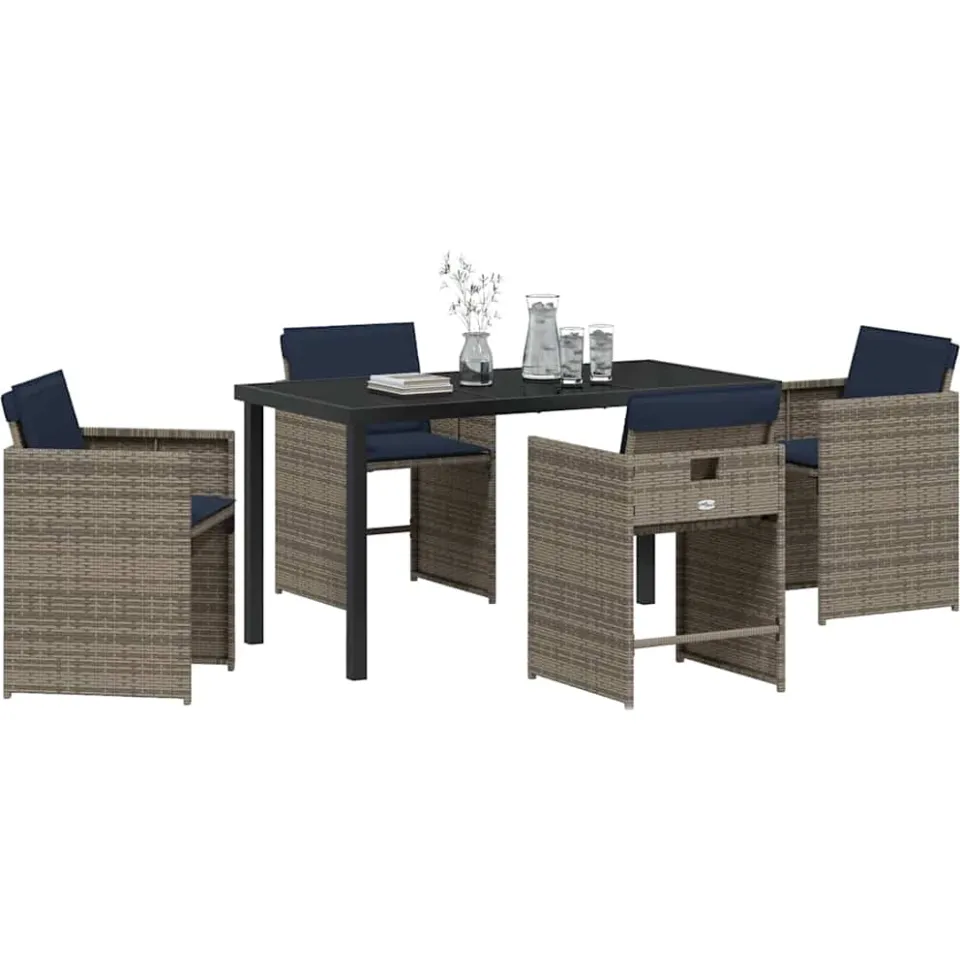 vidaXL Tuin eettafelset 5 st Grijs poly rattan