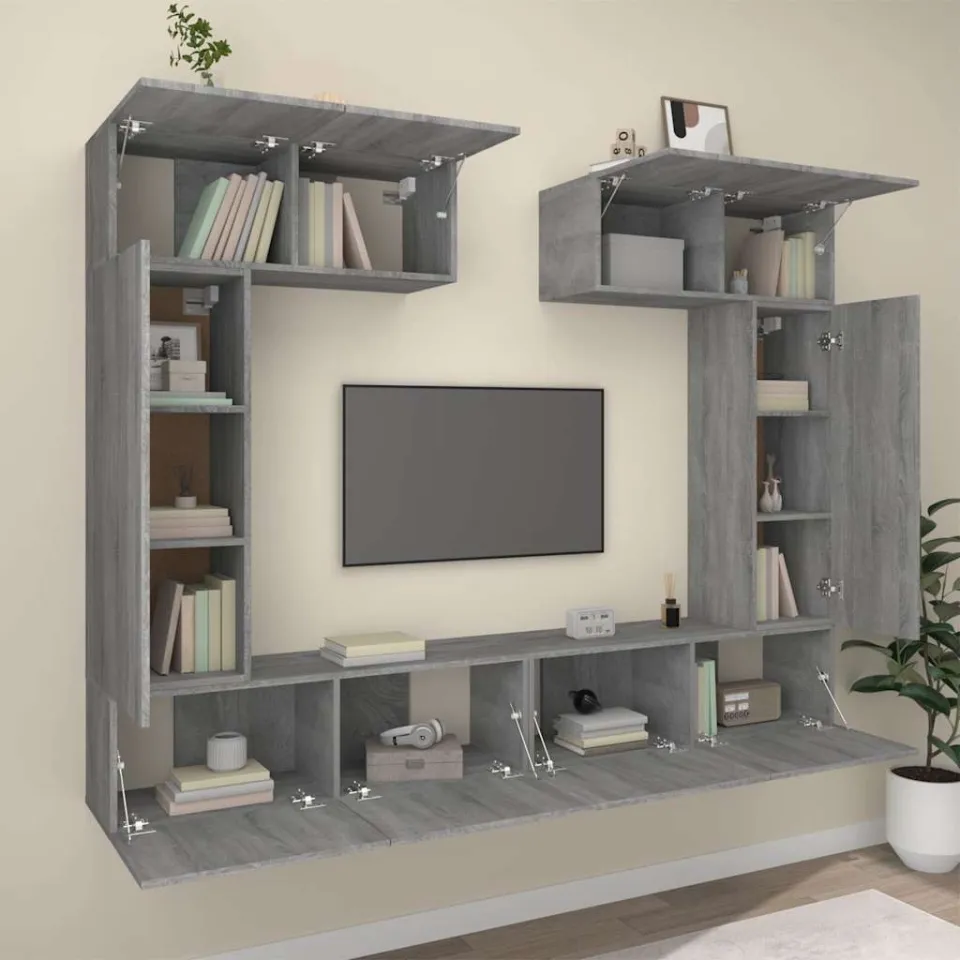 vidaXL 6-delige Tv-meubelset bewerkt hout grijs sonoma eikenkleurig, foto 3