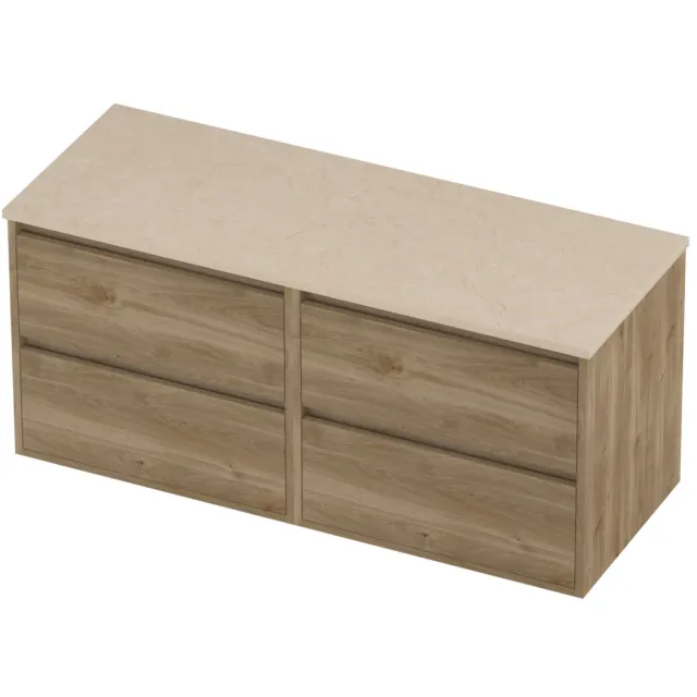 Proline Deck Badmeubelset Hardsteen Greeploos 120x46x54 cm Sand Stone Cider Oak Eiken