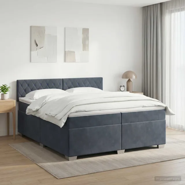 vidaXL Boxspring Bed met Matras en LED Donkergrijs 200 x 200 cm