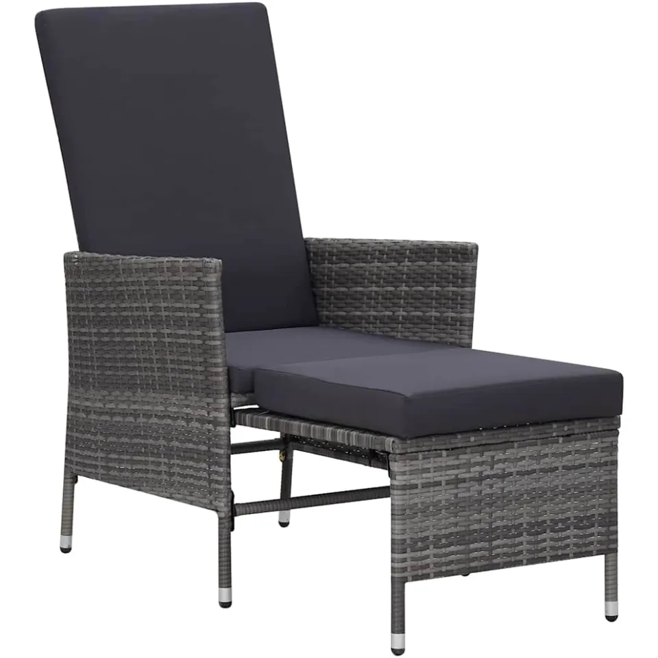vidaXL 3-delige Loungeset met kussens poly rattan grijs, foto 3