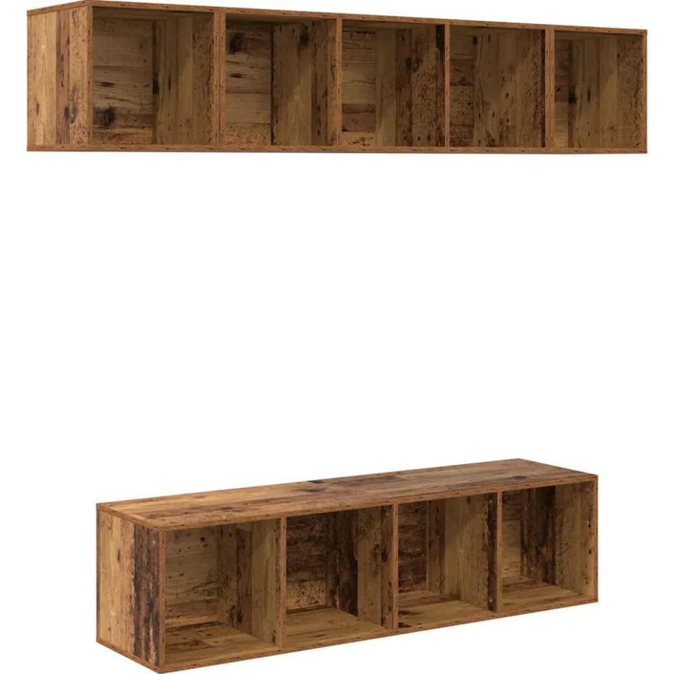 vidaXL Tv-meubelset 4 st Oud Hout Bewerkt hout Bruin