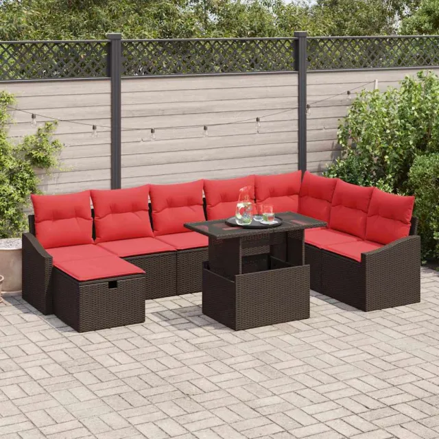 vidaXL Tuin Sofa Set 9 st poly rattan Zwart