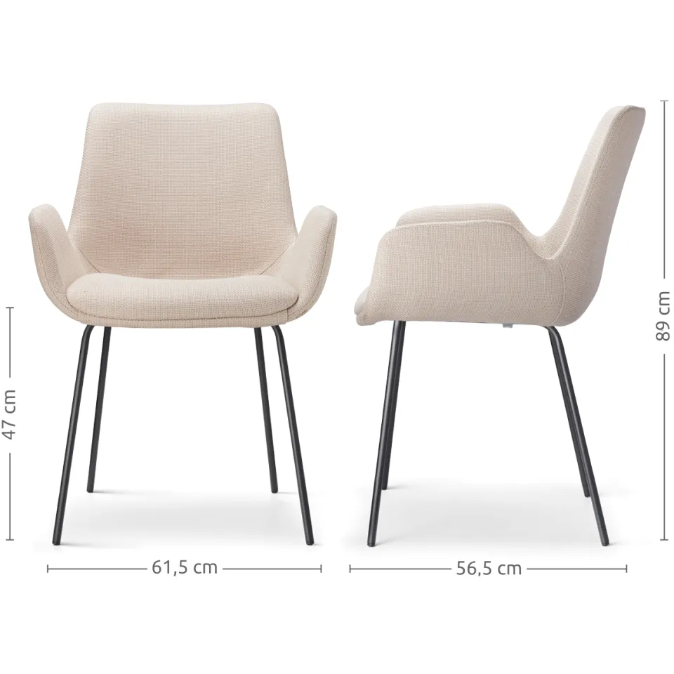 Nolon Nora-Eef eetkamerstoel beige - zwart onderstel, foto 3