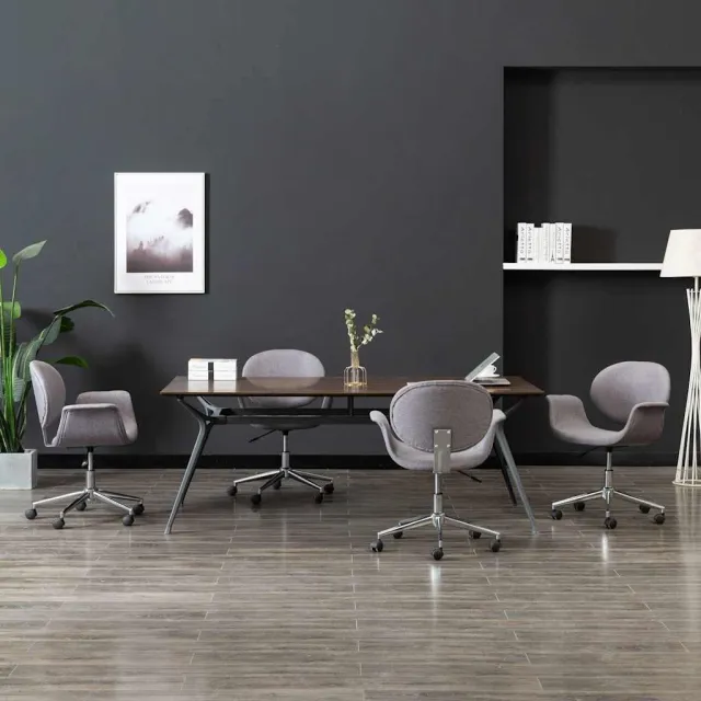 vidaXL Eetkamerstoelen 4 st draaibaar stof grijs, foto 2
