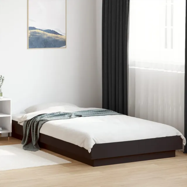 vidaXL Bedframe met LED-verlichting bewerkt hout zwart 90x190 cm