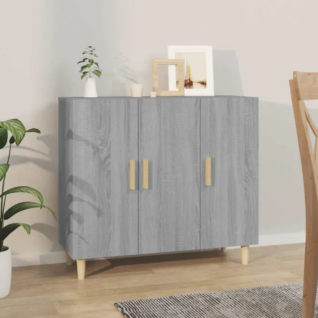 vidaXL Dressoir 90x34x80 cm bewerkt hout grijs sonoma eikenkleurig, foto 2