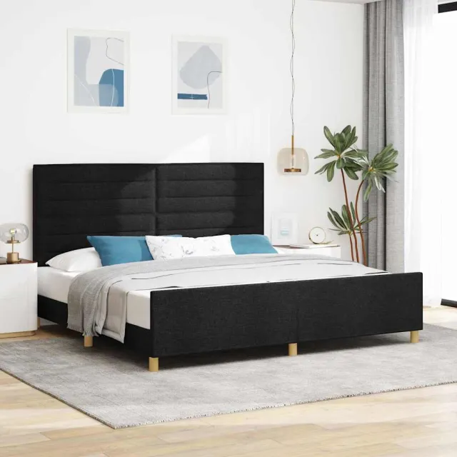 vidaXL Bedframe met hoofdeinde Zwart 200 x 200 cm Stof