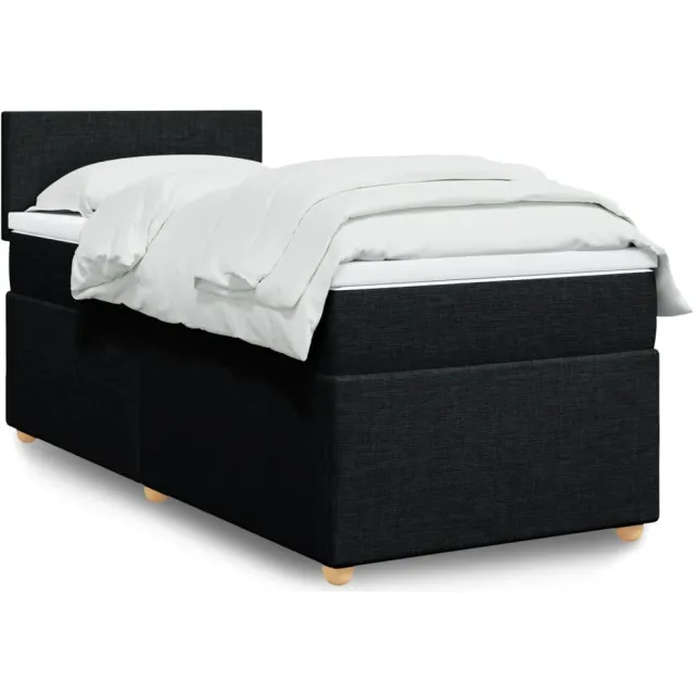 vidaXL Boxspring met matras stof zwart 90x200 cm