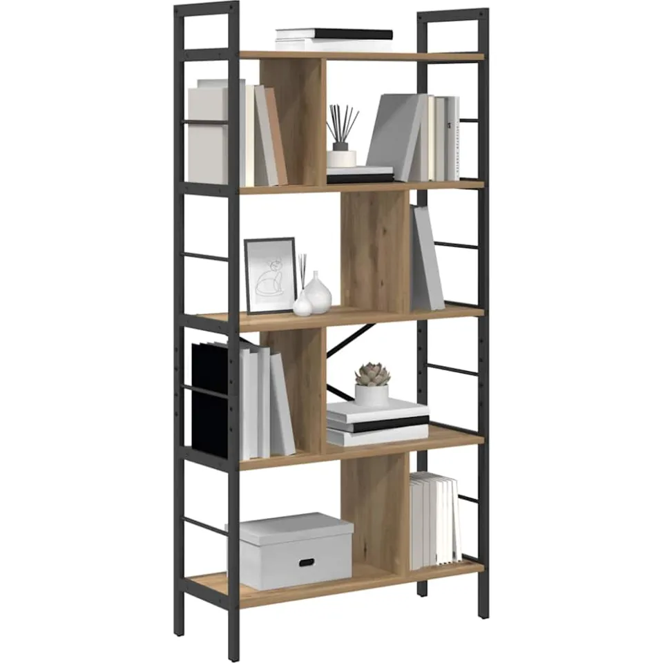vidaXL Boekenkast 9-laags 75 x 30 x 156 cm Bewerkt hout Artisan Eiken Bruin