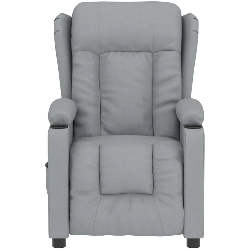 vidaXL Massagestoel elektrisch stof lichtgrijs