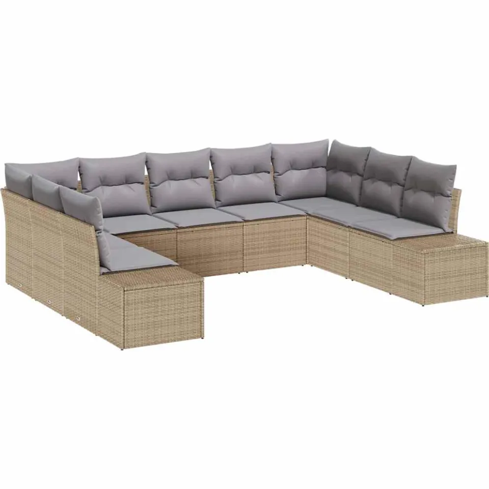 vidaXL Tuin Sofa Set 9 st Beige poly rattan