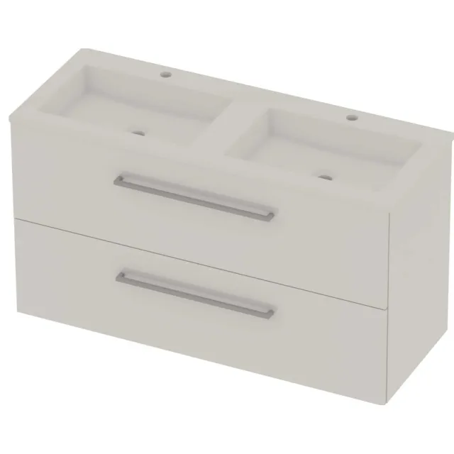 Basic-Line Aura 46 Badmeubelset Acryl 2 Kraangaten 120x46x62 cm A46GWDHW120D2 Ice White Glans Wit