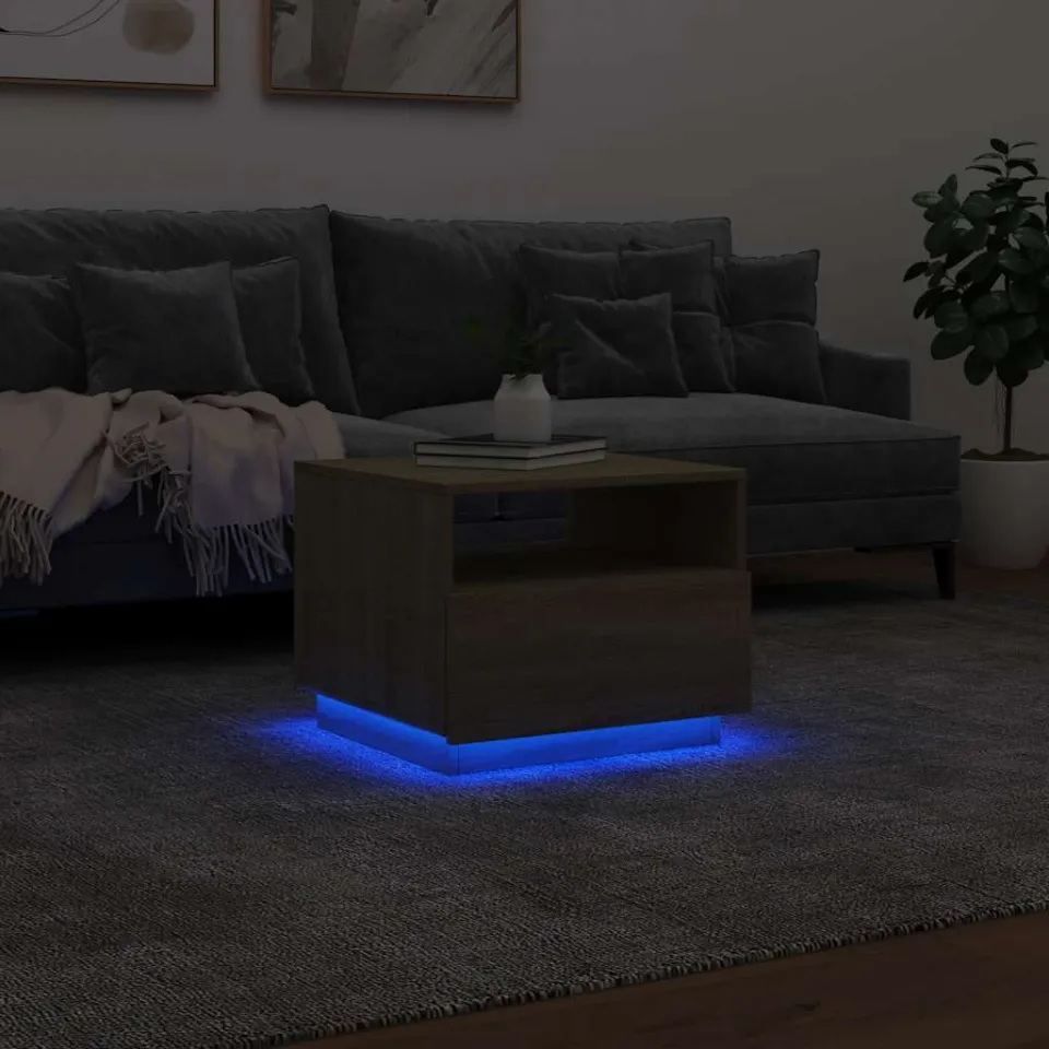 vidaXL Salontafel met LED-verlichting 50x49x40 cm sonoma eikenkleurig, foto 4