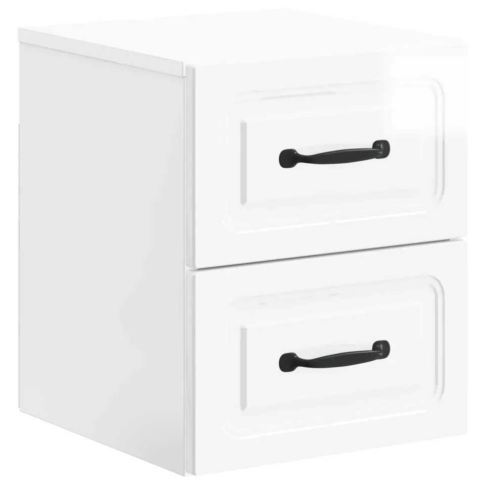 vidaXL Wandbeugel Bedkast Hoogglans Wit 34,5 x 33 x 40 cm Bewerkt hout, foto 3