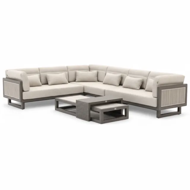Apple Bee Santorini ROPE Loungeset 5-delig Nr.1 - Rechts Lang - 239 x 318 cm Zwart