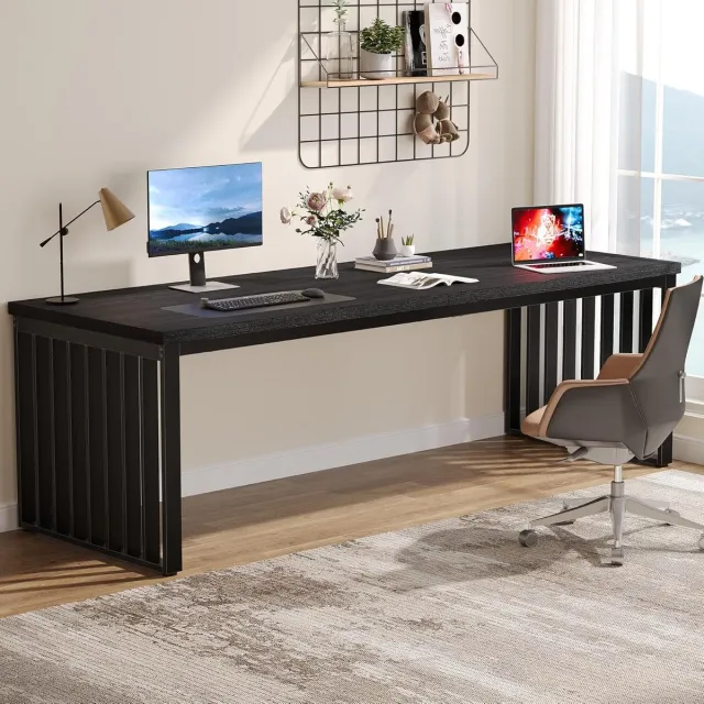 Tribesigns Bureau - PC-bureau - Computerbureau - Kantoorbureau met stevig metalen frame - Bureautafel voor Thuiskantoor - 180 x 60 x 76 cm - Zwart(zonder stoel)