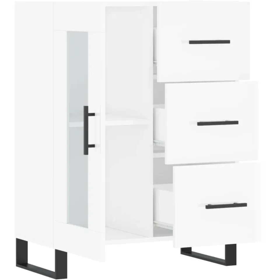 vidaXL Dressoir 69,5x34x90 cm bewerkt hout hoogglans wit, foto 4