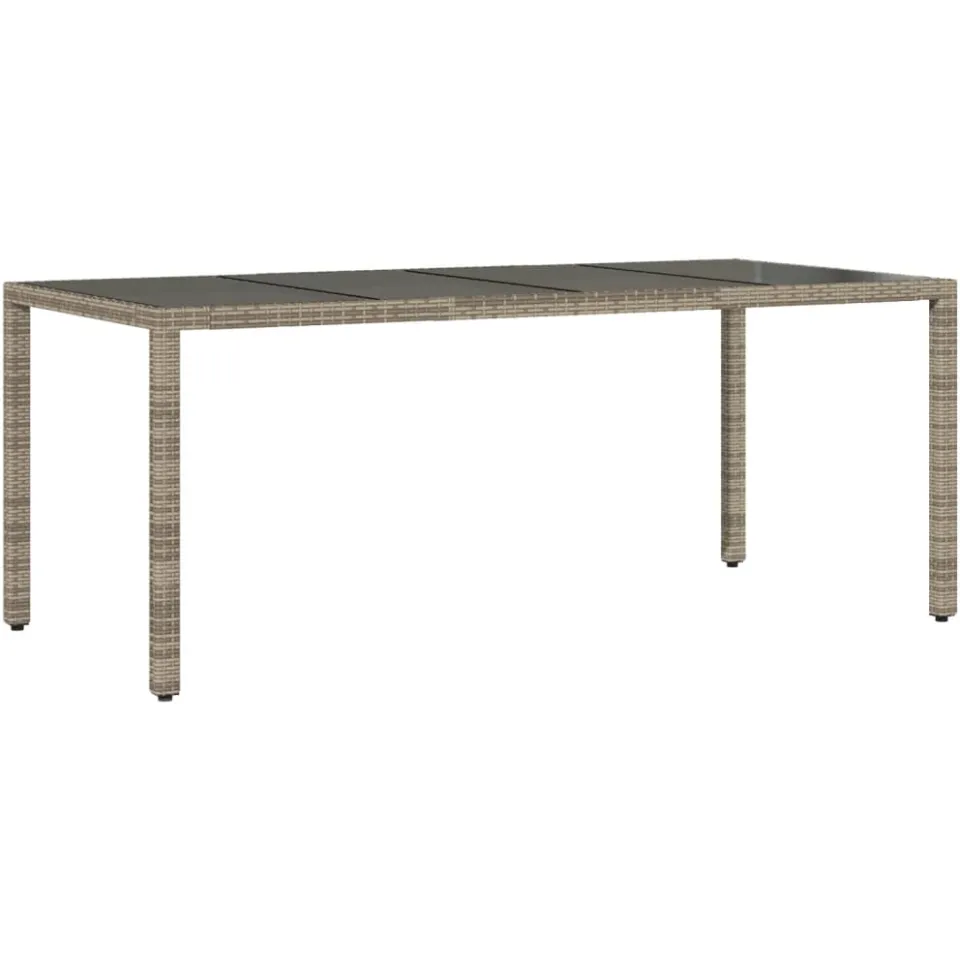 vidaXL 7-delige Tuinset met kussens poly rattan en glas grijs, foto 4