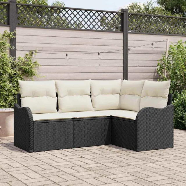 vidaXL Tuin Sofa Set 4 st Zwart poly rattan, foto 2