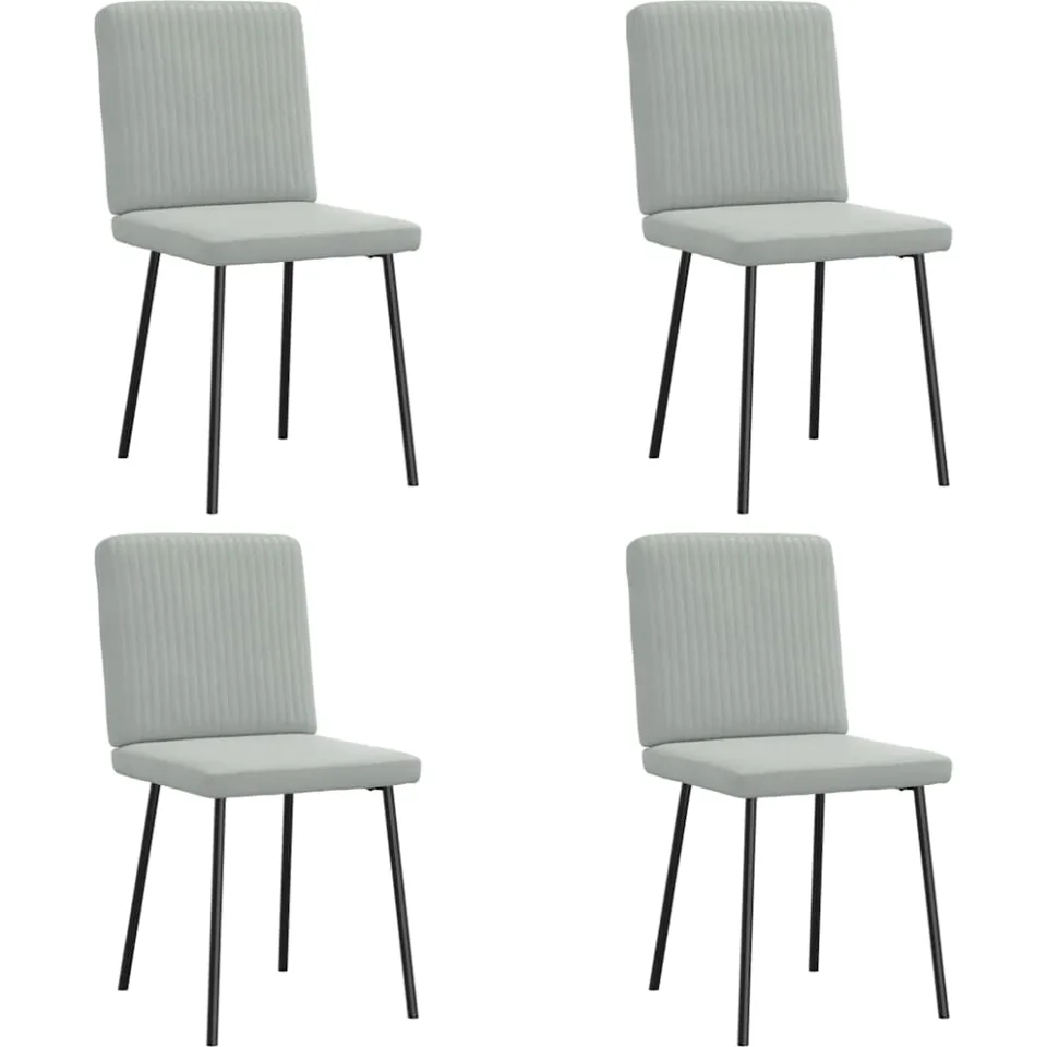 vidaXL Eetkamerstoelen 4 st fluweel lichtgrijs grijs, foto 3