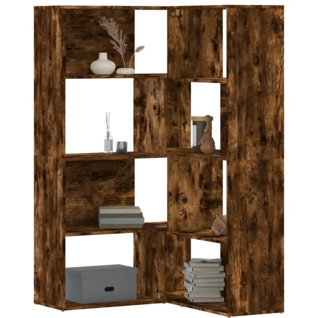 vidaXL Boekenkast 4-laags hoek 85x85x140 cm bewerkt hout gerookt eiken Bruin
