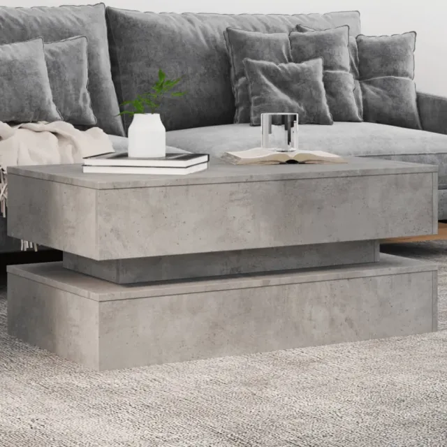vidaXL Salontafel met LED-verlichting 90x50x40 cm betongrijs grijs, foto 2