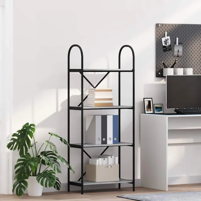 vidaXL Boekenkast 4-laags 60 x 30 x 146 cm Bewerkt hout Grijs Sonoma, foto 2