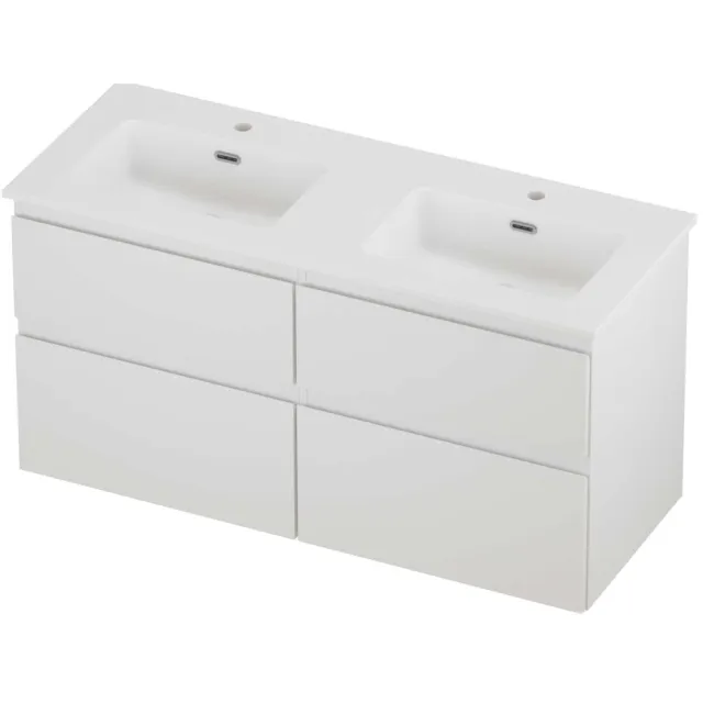 Proline Tribute Badmeubelset Porselein Elegant 2 Kraangaten 120x46x62 cm Mat White Mat Wit