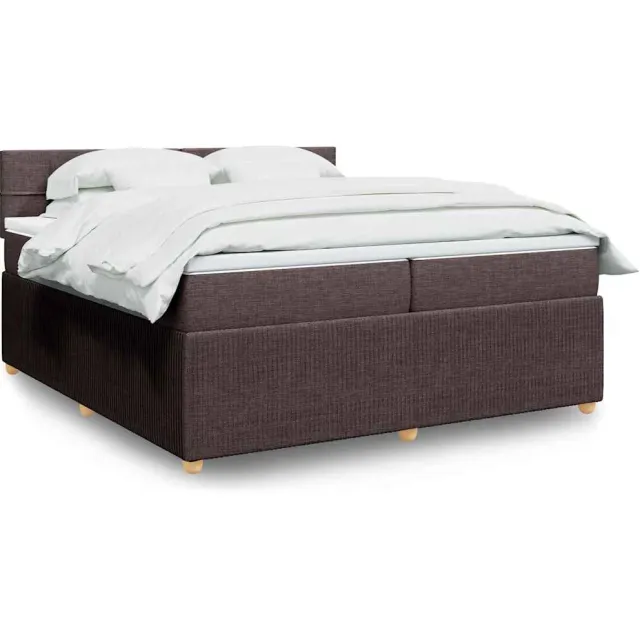 vidaXL Boxspring met matras stof donkerbruin 200x200 cm bruin