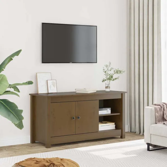 vidaXL Tv-meubel 103x36,5x52 cm massief grenenhout honingbruin bruin