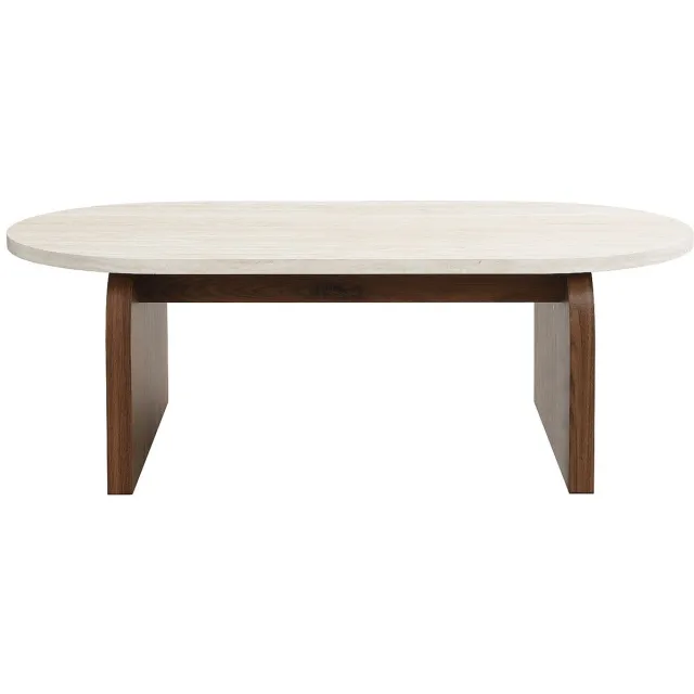 Vente-unique Salontafel van MDF - Travertin en natuurlijk effect - ELRADA Beige