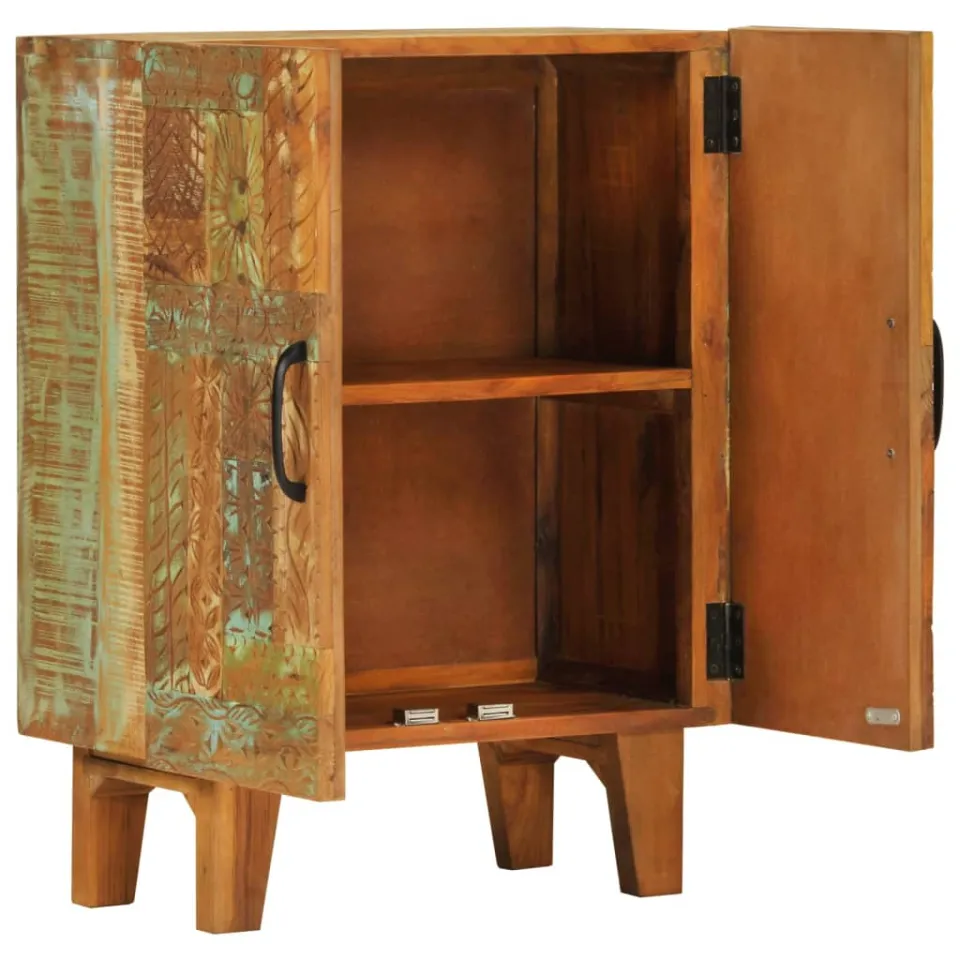 vidaXL Dressoir handgesneden 55x30x75 cm massief gerecycled hout meerkleurig, foto 3