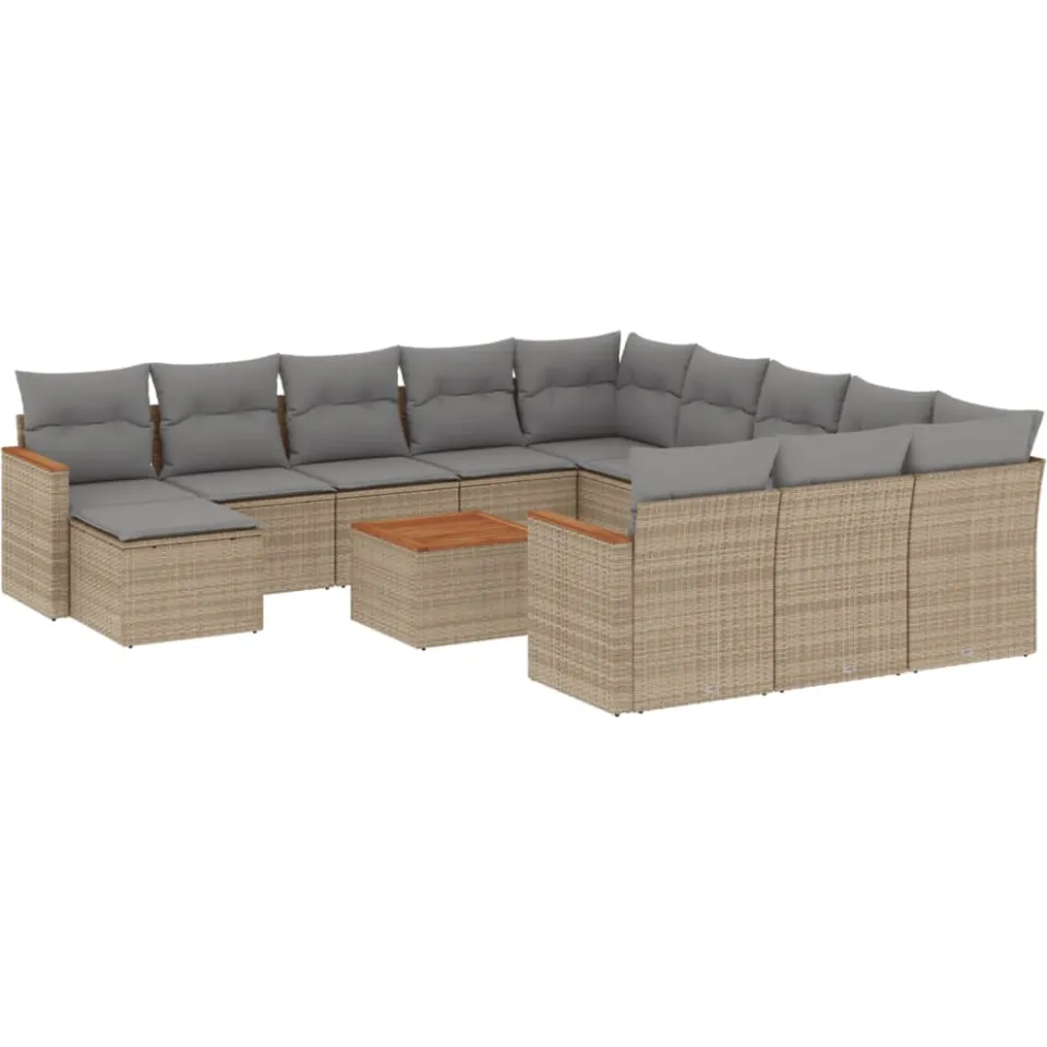 vidaXL Patio Sofa Set 9-zits Beige en Grijs, foto 3