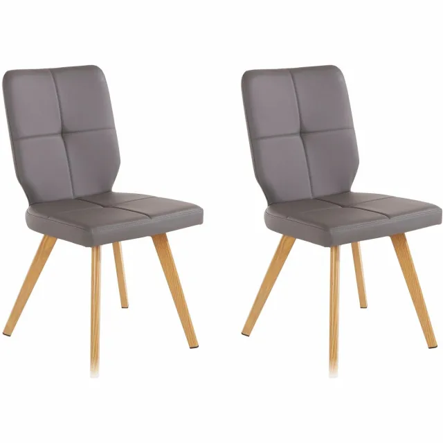 Notio Living Davis-Eetkamerstoel - 2 Pack - Grijs PU