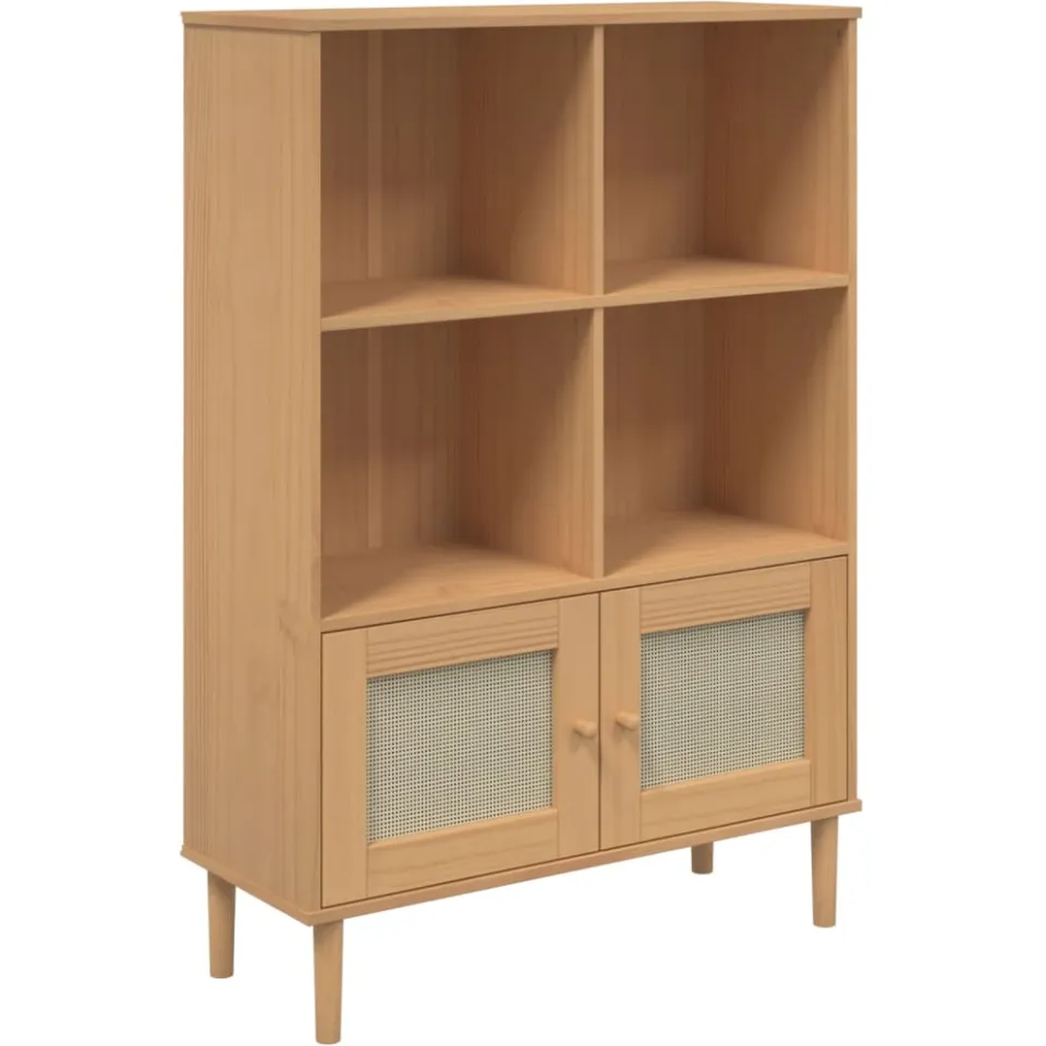 vidaXL Boekenkast SENJA rattan-look 90x35x130 cm grenenhout bruin, foto 3